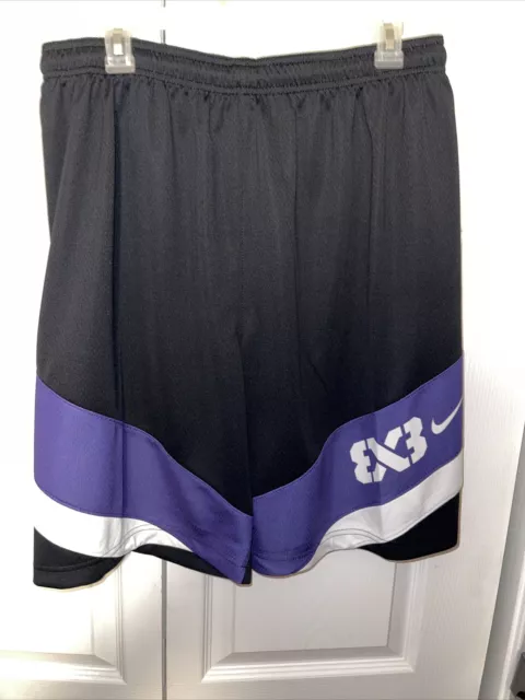 Nike FIBA 3x3 Authentic Team Issued Basketball Shorts Black/Purple/White Size L