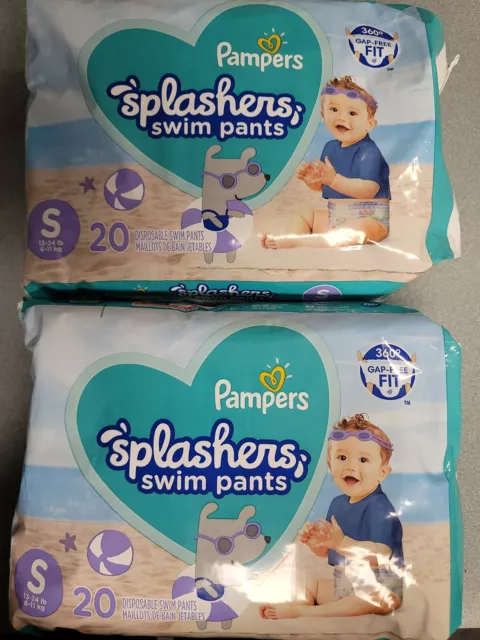 Lot of 2 Pampers Splashers Small Disposable Swim Diapers 13-24 lb Baby 20-Count