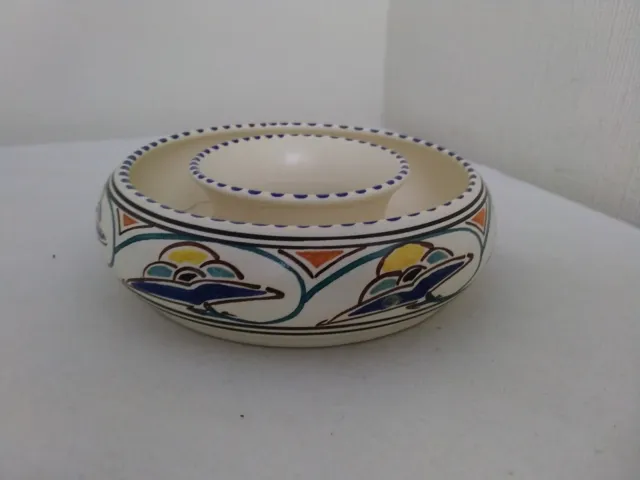 Vintage Honiton, Devon  Pottery Posy Ring - Hand Painted - Art deco