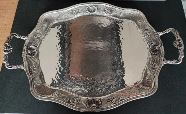 Vassoio stile barocco d'argento 925 - 52,7 cm (44,2 cm senza manici) x 36,7 cm