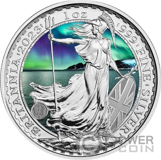 BRITANNIA Northern Lights 1 Oz Silver Coin 2 Pounds United Kingdom 2023