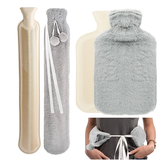 Premium 2L Wärmflasche Schlauch Fleece Bezug Wärmekissen Bettflasche Lang XXL