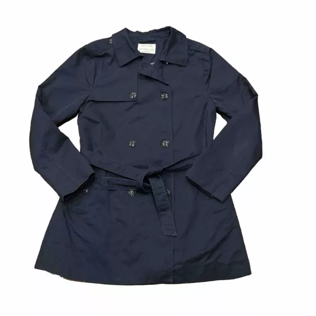 Zara Girls Trench Coat 13 14 Navy Double Breasted Belted Collared Long Sleeve