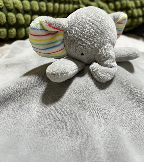 TU SAINSBURYS GREY Elephant Plush Knotted Comforter Blankie Blanket