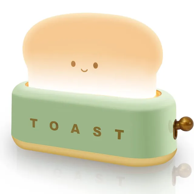 Kids Cute Toaster Lamp Desk Decor LED Toast Bread Baby Night Light Rechargeable