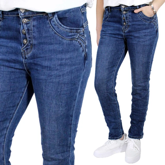 Karostar Boyfriend Jeans Mit Deko Zippern Und Roten Streifen - Tim Co