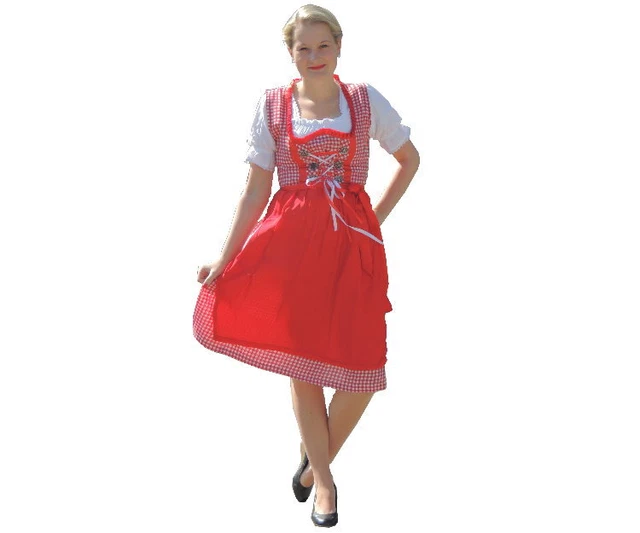 Dirndl Set 3 Pz. Vestito Trachten Vestito Camicetta Grembiule Tgl 34-44 Neu Ovp