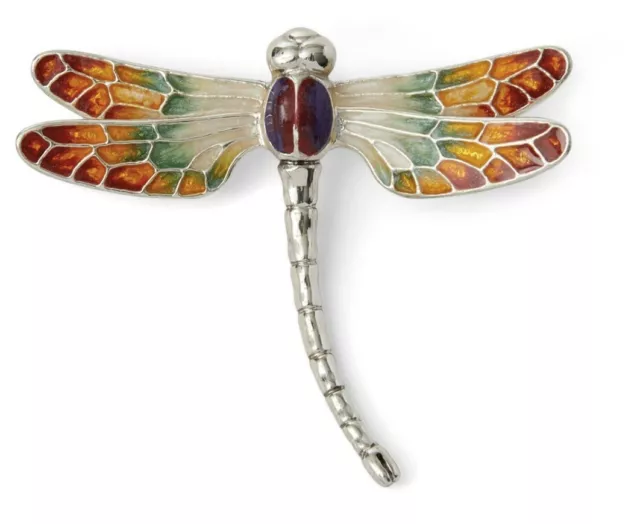 SATURNO Silver and Enamel DRAGONFLY BROOCH- Fully Hallmarked Sterling Silver