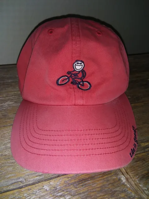 Life Is Good Positive Brand Smiling Guy Riding Bike Cycling Adult Baseball Hat