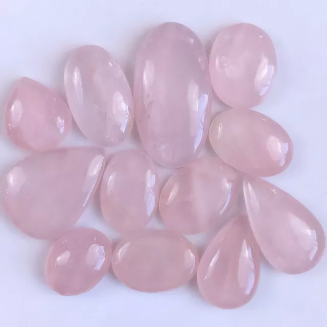 12Pcs 624Cts Natural Rose Quartz Loose Cabochon Gemstone Lot 50x27 30x20mm#1266