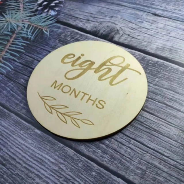12Pcs Photography Proop Baby Wooden Cards Monthly Growth Recording Cards