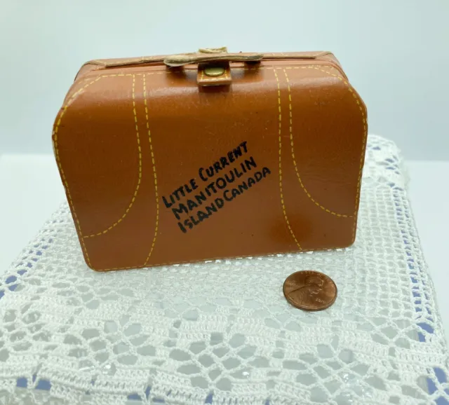 Vtg Souvenir Miniature Suitcase Little Current Manitoulin Island Canada