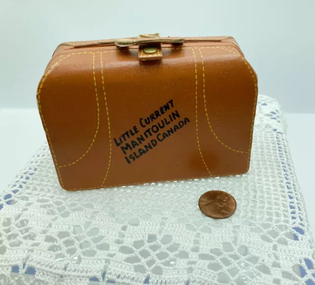 Vtg Souvenir Miniature Suitcase Little Current Manitoulin Island Canada