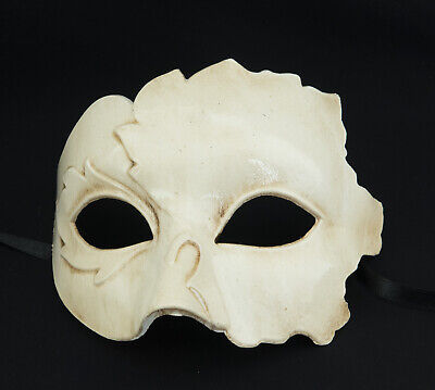 Mask from Venice Colombine Foglia - Sheet - White Ecru - Carnival - 141