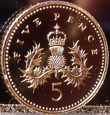 Cardo Gemma Cammeo Gran Bretagna a Prova Di 1996 5 Pence ~ con Corona Cardo 