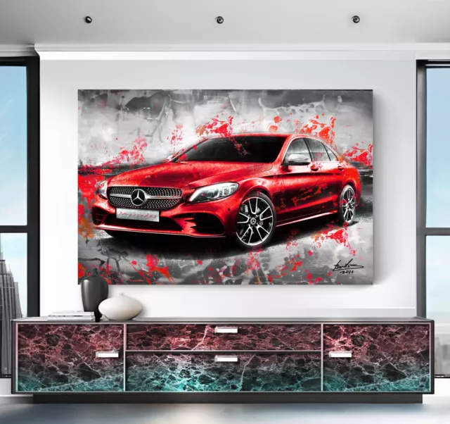 Leinwand Bild Auto AMG Sportwagen Wandbilder XXL Abstrakt  Max. 150x100x4cm 1581