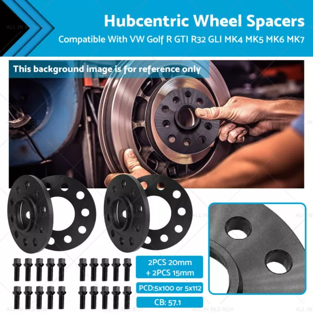 4 15mm/20mm Hubcentric Wheel Spacers Suitable For VW Golf MK4 MK5 MKV MK6 MK7