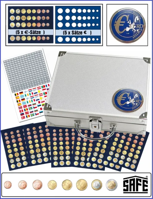 Juegos-de-monedas-euro maletín monedas Safe 177 Para 30x Sets 1 2 5 10 20 50