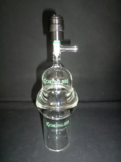 Chemglass Airfree Schlenk Glass #50 Joint Drying Chamber w/ Valve, Chipped