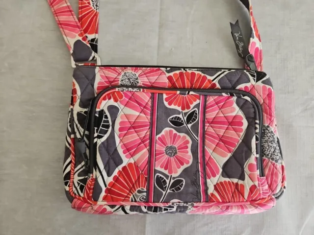 Vera Bradley Triple Zip Hipster Crossbody Bag Purse Super Bloom Pattern