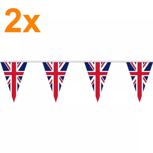 2 X 10m X 45cm Géant Union Jack Extérieur Fête Drapeau Bruant Jubilé Décoration