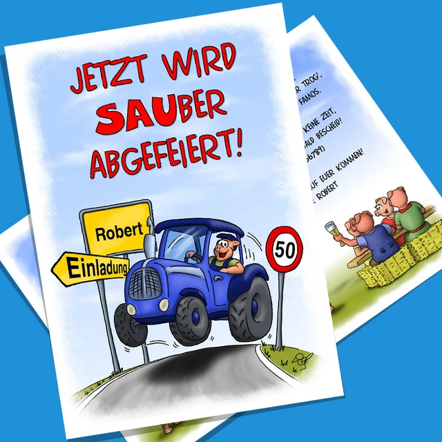 WITZIGE EINLADUNGEN 30 40 50 60 70 Geburtstag lustige Einladungskarten