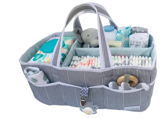 Baby Diaper Caddy Nursery Storage Supply Organizer Travel Basket Totebag
