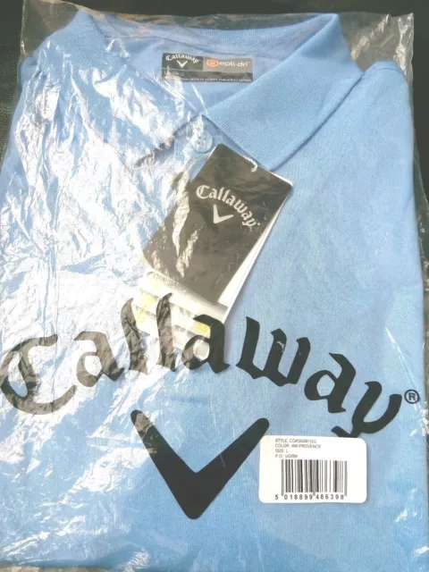 Polo Da Golf Donna Callaway Opti-Dry Nuova Con Etichette Blu Chiaro Taglia Large