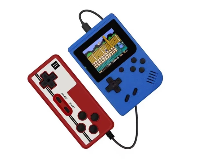 Mini Console Portable Rétro 500 Jeux 8 Bits – Écran LCD 3,0 Pouces – Rechargeable – Bleu