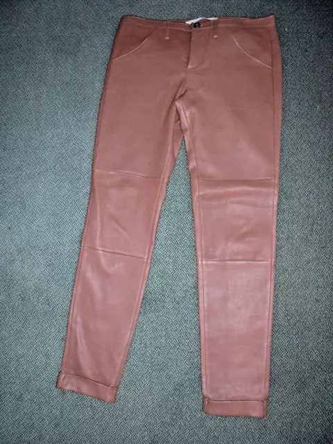 COME NUOVO! Pantaloni in pelle di design SCHUMACHER taglia 36 Dorothee pantaloni marrone lusso