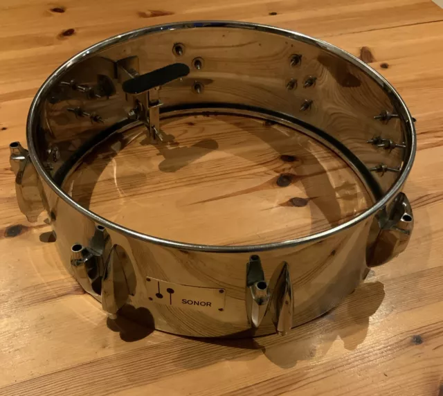 VINTAGE 1960S TEARDROP Sonor Snare Drum 8 Lug Ferromanganese shell