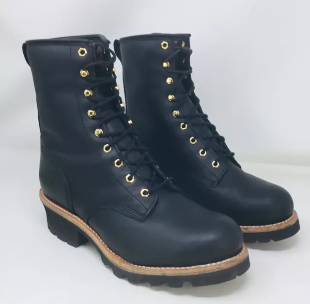 CHIPPEWA MEN'S LOGGER Boots Black Leather Steel Toe Vibram Soles 73020 ...