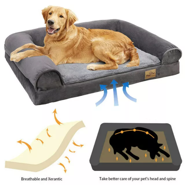 XXL -Large Orthopedic Dog Bed 3-Side Comfort Bolster Padded Calming Mattress Bed