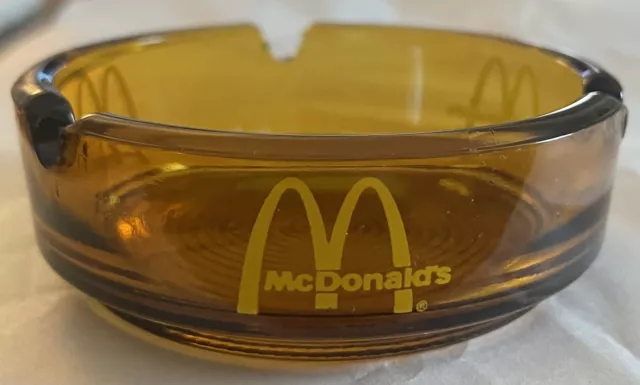 Vintage 1970’s McDonald's Ashtray Amber Glass (Spiral Bottom) Retro - Rare