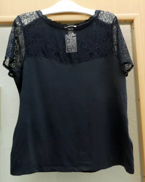 NEU! Damen Spitzen Shirt schwarz von H&M, Gr. XL, Baumwolle