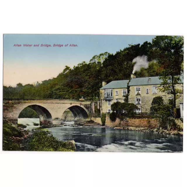 BRIDGE OF ALLAN Allan Water and Bridge Stirlingshire Postcard Postally Used 1935