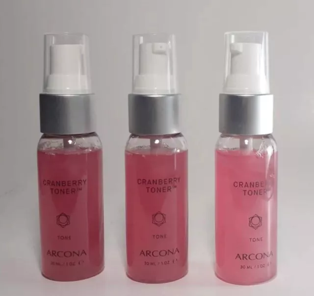 3x Arcona Cranberry Toner - Travel Size 1 fl oz/30 mL each - NWOB