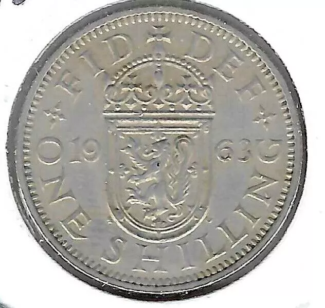 1963 Great Britain Circulated 1 Shilling QEII Coin! (Scottish Crest)