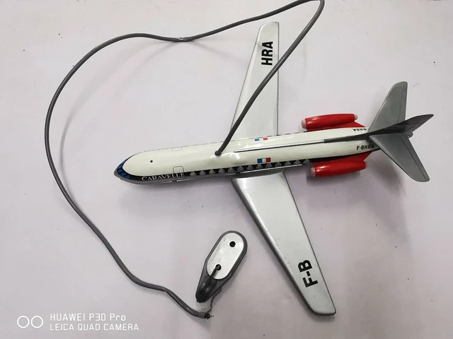 Ancien Avion Caravelle Bretagne Sud Aviation En Tôle - Jouet Mécanique Téléguidé, Mont Blanc