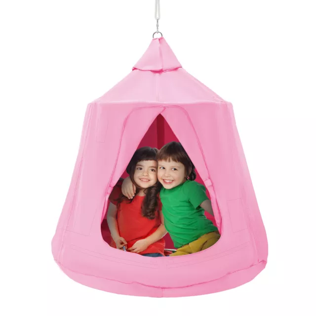 VEVOR Nido para Niños Hamaca Columpio Colgante Tienda de Árbol 110x117 cm, Rosa