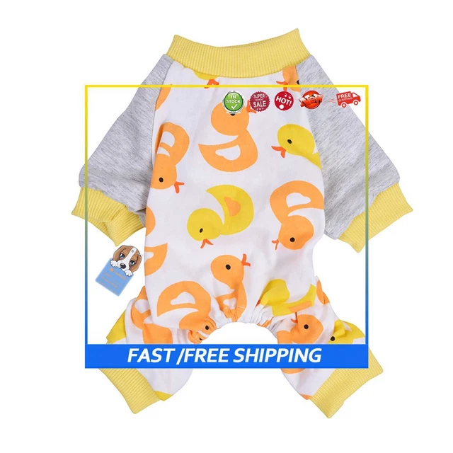#B pijama de algodón para perro dibujos animados de cuatro patas encantadora ropa para mascotas (Pato S)