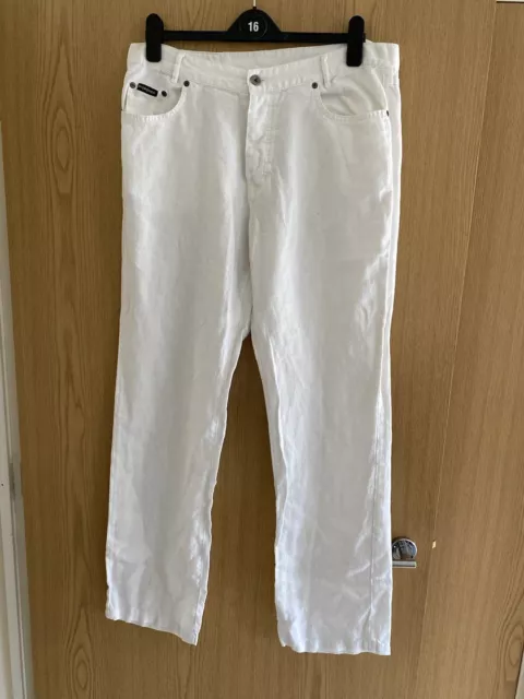 Yves Saint Laurent pantaloni estivi da uomo 100% lino W36 L34 bianchi