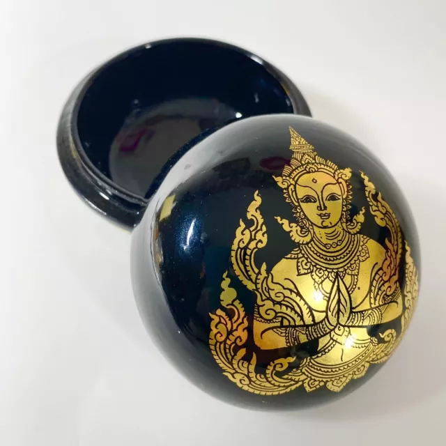 Vintage Burmese Round Asian Jewelry Trinket Box