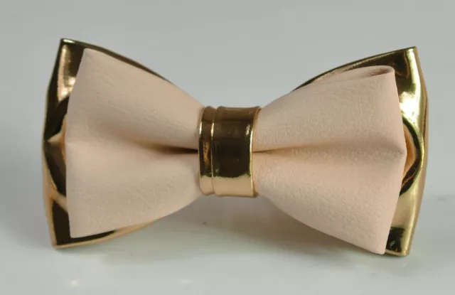 Pearl White Rose Gold Faux Leather Bow tie for Men / Youth Boy  / Toddler Baby
