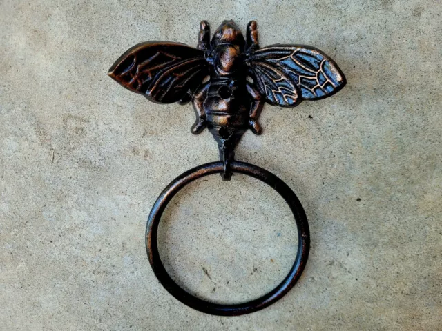 Bee Hand Towel, Wrought Iron Towel Ring, Nature, Bathroom Queen Bee bumblebee