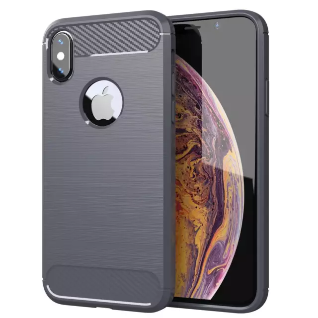 Hülle für Apple iPhone X / XS Schutzhülle Schutz Cover TPU Silikon Case Carbon