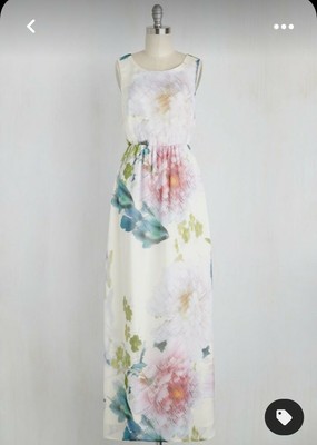 Modcloth Liza Luxe White Floral Maxi Dress XS NWOT