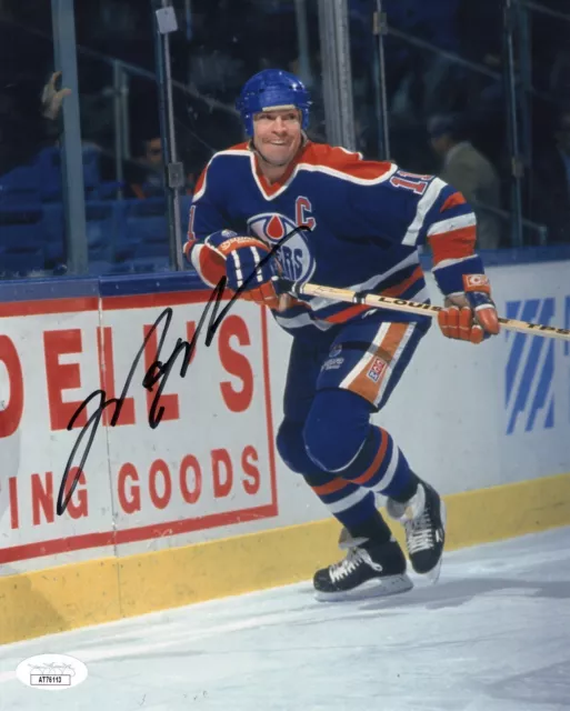 MARK MESSIER SIGNED AUTOGRAPH EDMONTON OILERS  action 8X10 PHOTO JSA COA PROOF