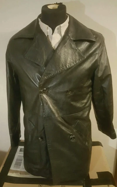CAPPOTTO Giubbino Uomo Giubbotto -Jacket VERA PELLE Coat Man Giacca NERA Vintage