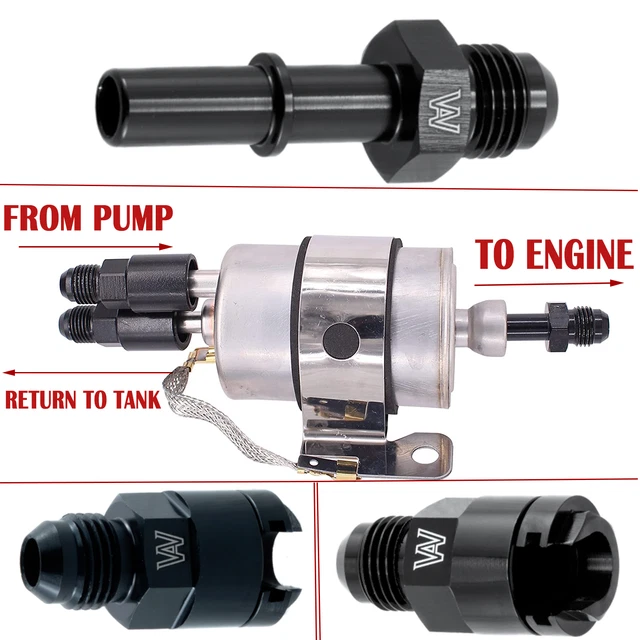 8AN Fuel Rail Line Fitting Kit Fit C5 Corvette LS Swap for Fuel Filter Regulator